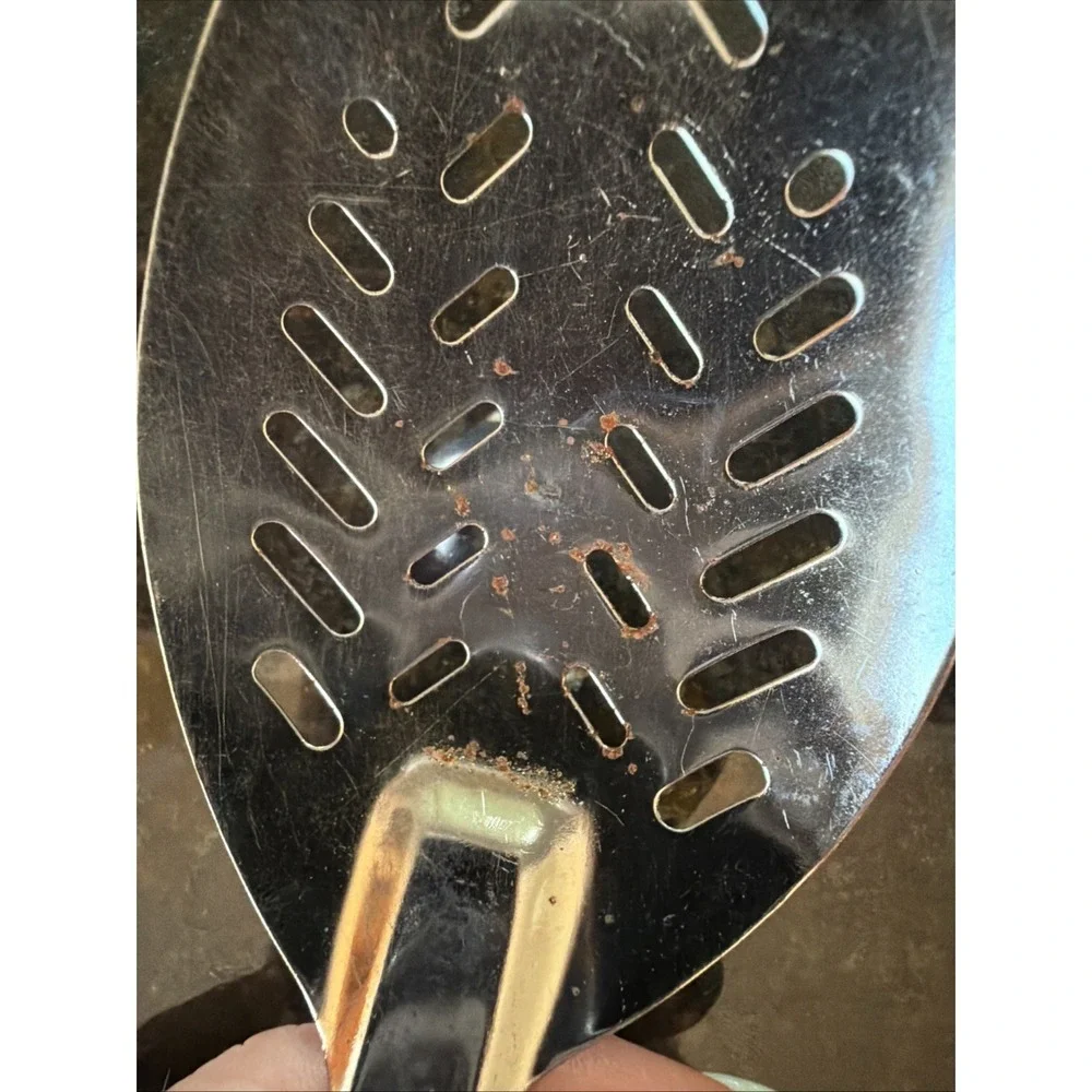 Vintage GOOD COOK Stainless Metal Slotted Serving Spoon Utensil w/ Black Handle